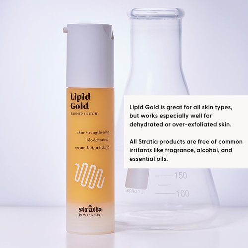 Stratia Lipid Gold Skin-Strengthening Ceramide Moisturizer with Niacinamide, Hydrates & Soothes All Skin Types, 1.7 Fl Oz