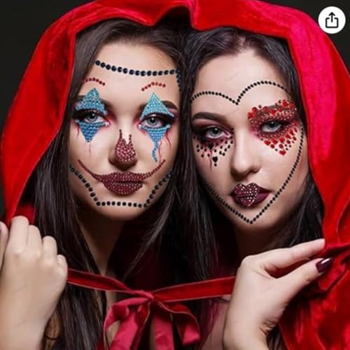 Clown Face Makeup Stickers - Medium, 2 Count, Halloween Carnival Costume