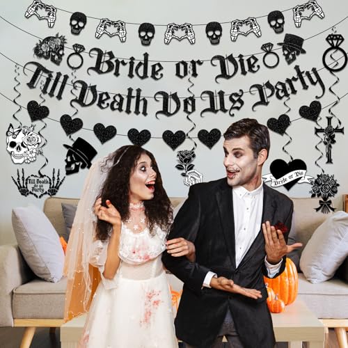Halloween Bachelorette Party Decorations Set with Banners, Garlands & Hanging Swirls
