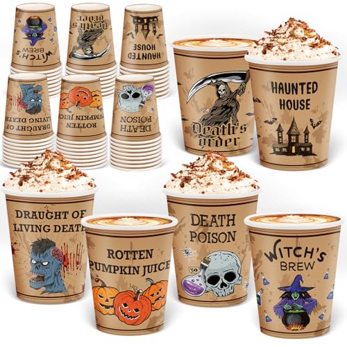 Halloween Disposable Paper Cups 48 Pack 9 oz Spooky Party Drinkware