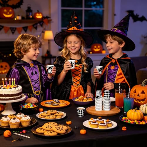 Halloween Paper Cups 3oz Black White Witch Pumpkin Spider Web Ghost Variation of THIS listing