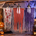 Halloween Skeleton Decorations Set - Red & Orange 43 Inch Hanging Spooky Decor with Poseable Arms for Porch Yard & Party