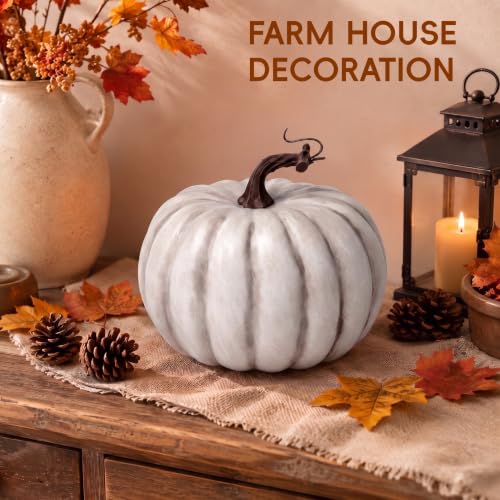 White 6.5 Inch Artificial Foam Pumpkin for Fall & Halloween Home Decor - Variation: White
