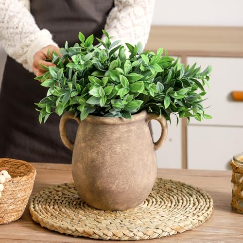 Retro Ceramic Flower Vase - 7.1-Inch Farmhouse Rustic Home Decor - Gift Idea