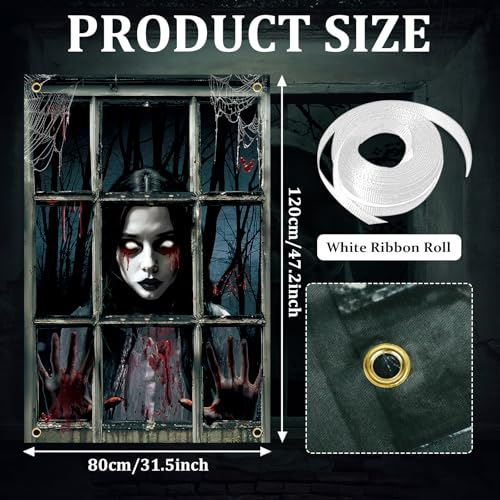 Mini Girl Ghost Curtains for Halloween Decorations, Window Silhouettes, Scary Screen