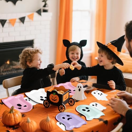Halloween Ghost Party Supplies Paper Plates and Napkins Set - Serve 60 Guests