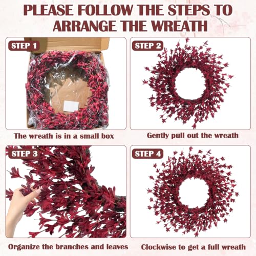 26-Inch Fall Wreath for Front Door - Burgundy Autumn Decoration - Variation of 26in Burgundy