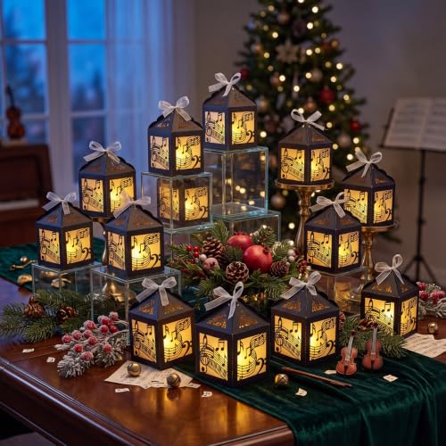 Black Musical Note Centerpieces - 15 Pcs Music Lanterns for Party & Wedding Decor