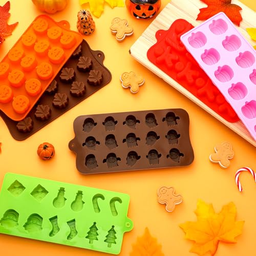 Seasonal Silicone Chocolate Molds Set - Fall Halloween Christmas Shapes