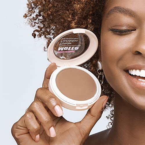 Ruby Kisses Matte Powder Foundation Ebony 0.35oz Full Coverage with Sponge & Mirror - 8 Shades
