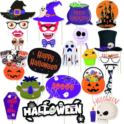 25PCS Halloween Photo Booth Props Kit for Spooky Party Decorations