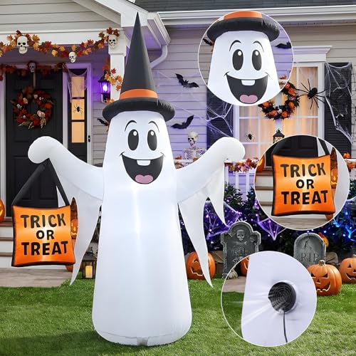 Halloween Inflatable Ghost Decoration with Magic Hat - 4.5FT Outdoor Yard Decor