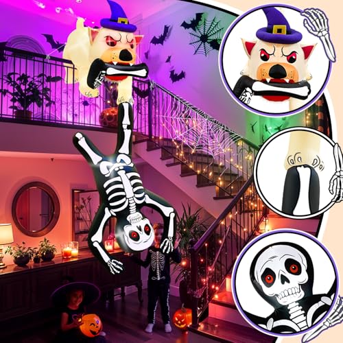 8FT Inflatable Skeleton Dog Pulling Skeleton Halloween Decoration - Variations