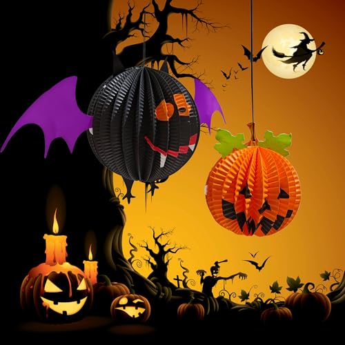 Halloween Paper Lanterns 6-Pack Pumpkin Spider Ghost Bat Decorations