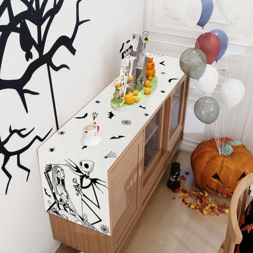 Halloween Table Runner for Home Decor, 13x72 Inches, Reusable Polyester