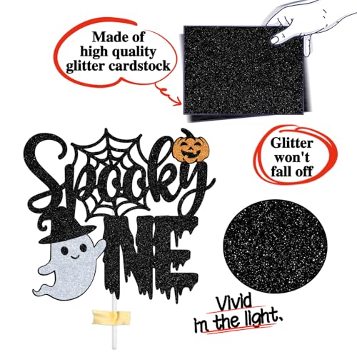 Halloween Baby First Birthday Cake Topper - Spooky Bat Glitter Decoration