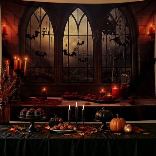 Halloween Gothic Tapestry Wall Hanging - Vampire Castle Backdrop - 78.7" L x 104" W - Spooky Gothic Decor