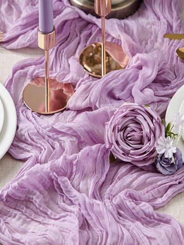 SUNRISING Purple Lilac Cheesecloth Table Runner 10Ft Rustic Boho Wedding & Party Decor