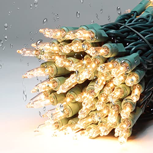 Ultra-Bright Connectable Christmas String Lights 300 LED 63.8ft Green Wire - Indoor Outdoor Holiday Decor - Variation of 150 Lights Pair