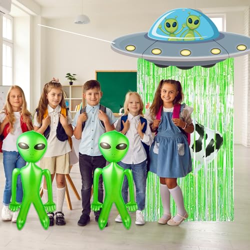 Alien Door Curtain with Foil Fringe for Space Party Decorations
