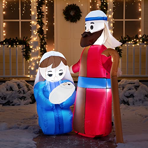 6 FT Christmas Inflatable Nativity Scene with LED Lights Indoor Outdoor Yard Decor