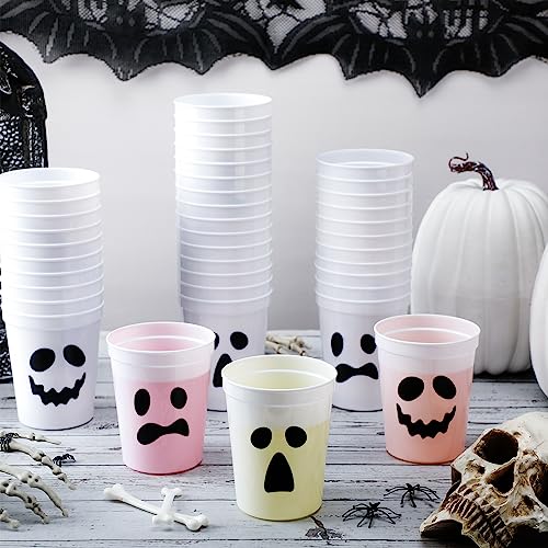 Halloween Ghost Disposable Plastic Cups 16oz - 48 Pack for Parties