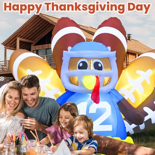 8FT Thanksgiving Inflatable Turkey with LED Lights - Outdoor Garden Decor - Variation of Turkey #12