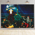 Pirate Birthday Backdrop 7x5ft - Skull & Ship Pirate Door Banner Party Decor