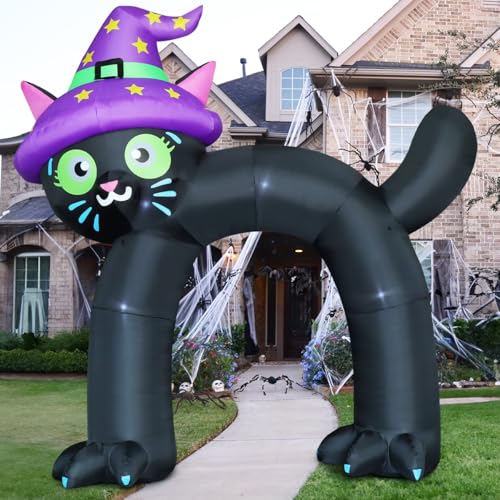 14ft Halloween Inflatable Cat Arch Yard Decoration with LED Lights, Waterproof Outdoor Decor
