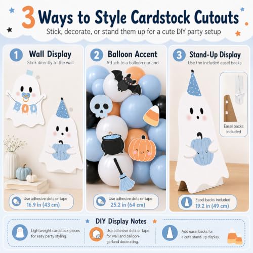 Halloween Baby Shower Decorations Set with Balloon Garland & Ghost Standees