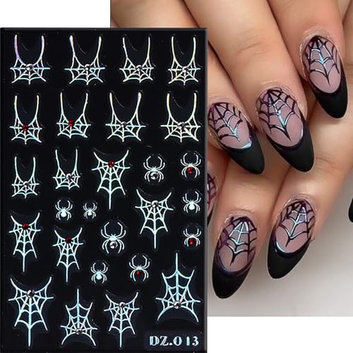 Halloween Nail Art Stickers - Rhinestones Spider Web Variation of Rhinestones Spider Web