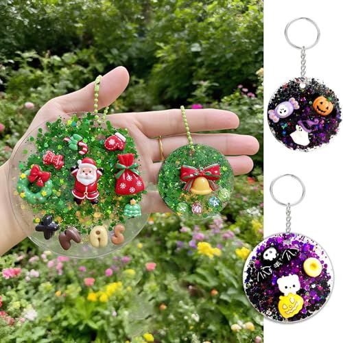 Set of 4 Round Resin Mold for Christmas & Halloween Ornaments - Silicone Jewelry & Keychain Molds