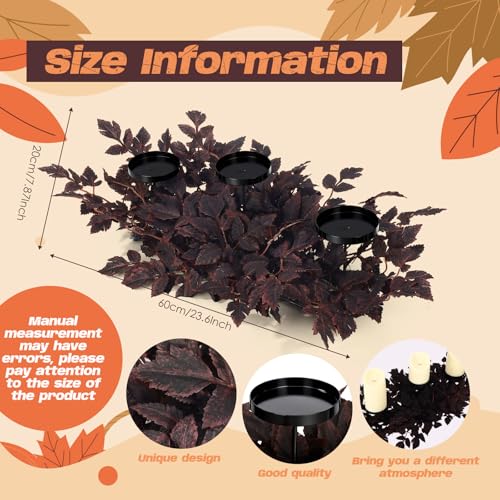 Halloween Centerpieces for Tables - Autumn Fall Decor with Candlesticks & Black Leaves