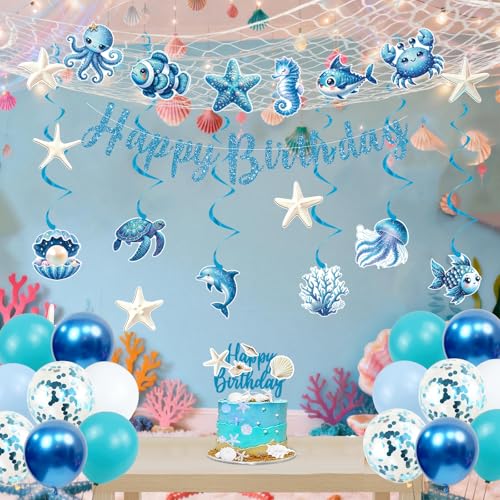 Ocean Theme Birthday Decorations Set for Kids and Adults - Beach Party Supplies