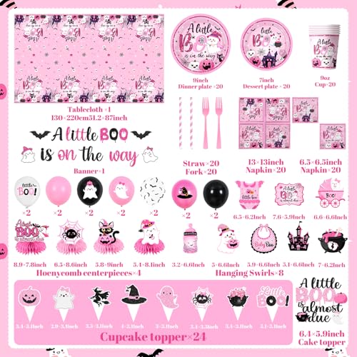 Halloween Baby Shower Tableware Set - Pink & Black Party Supplies for Girls