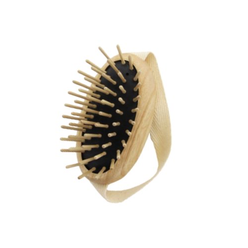 TEK – Scalp Massage Brush with Strap in Ash Wood Handmade in Italy – Stimulates Hair Growth, Ideal for Shampoo and Anti-Hair Loss Lotions – 8.5 x 5 cm – Vegan and Sustainable