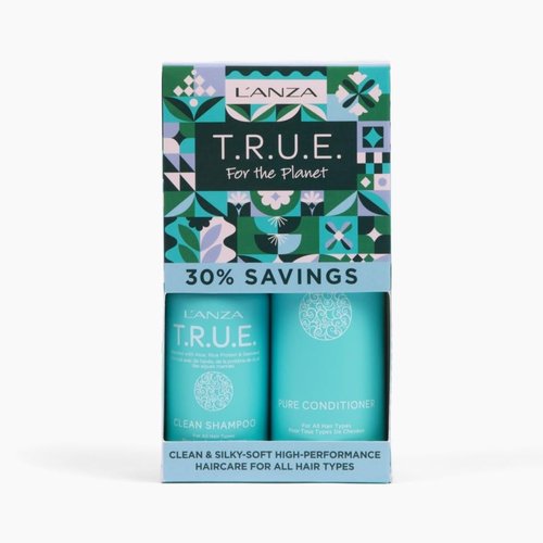 L'ANZA T.R.U.E. Duo Hair Kit - Anti-Frizz Clean Shampoo & Pure Conditioner Set | Vegan, Paraben-Free, Gift Box (2/8 Fl Oz)
