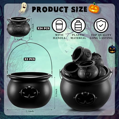 Black Cauldron Set for Halloween Party Decor - 26 Pieces