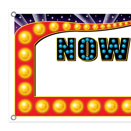 Now Showing Sign Banner - Movie Night Marquee Decoration with Grommets - 5ft x 21in - Indoor & Outdoor Use - Includes 1 Pack