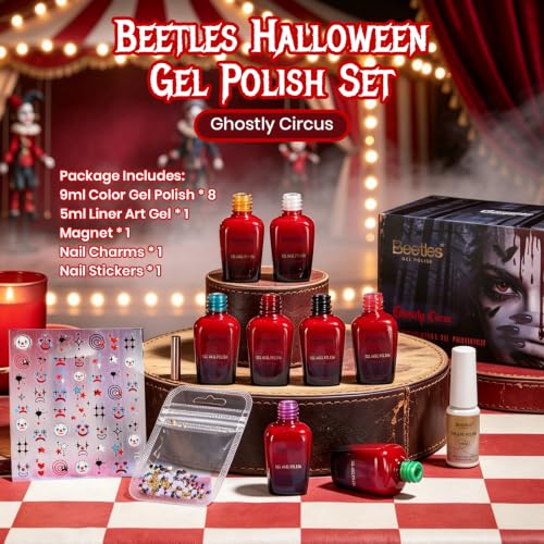 Halloween Gel Nail Polish Set - 8 Colors for Fall & Spooky Nail Art - Ghostly Circus Variation