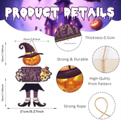 Halloween Door Decorations Pumpkin Witch Sign for Front Door & Yard
