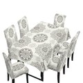 7-Piece Mandala Table Cloth and Chair Cover Set - Rectangular Dining Decor