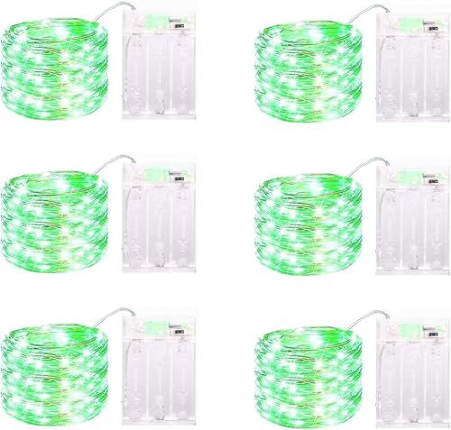 Green Battery Operated Fairy String Lights 13FT Waterproof with Timer - 6 Pack