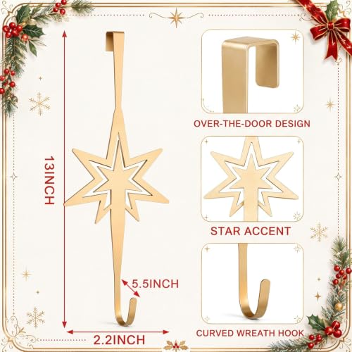 Wreath Hanger Metal Christmas Door Decor - Bethlehem Star Variation of This Listing