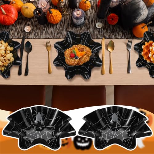 Halloween Spider Web Plastic Bowl - Reusable 8 Inch Serving Dish for Candy Snacks