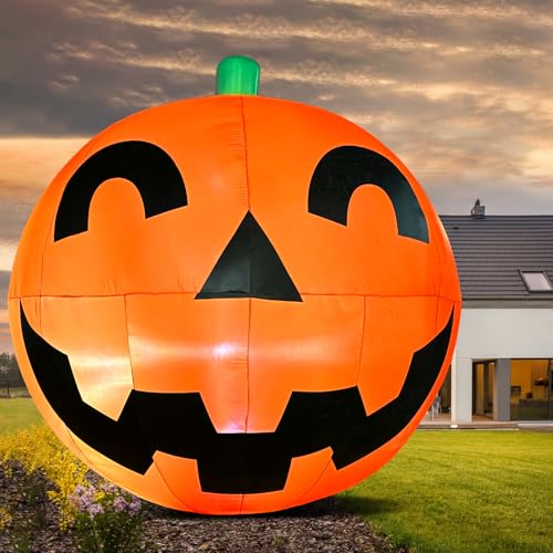 Giant 11.2Ft Halloween Inflatable Pumpkin with Built-in LED Lights for Yard and Party Decor