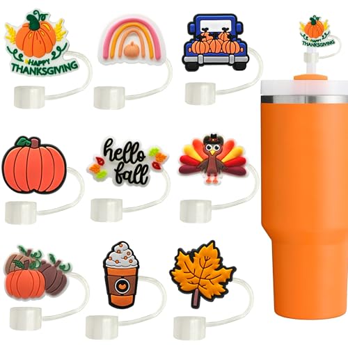 Fall Straw Toppers for Stanley Cup - Thanksgiving Autumn Straw Covers 10mm - Fall Straw Cover