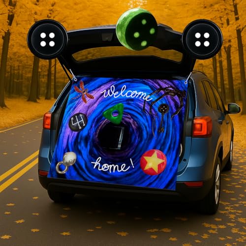 Halloween Car Trunk Decorations Kit with Welcome Banner & Stickers for SUV