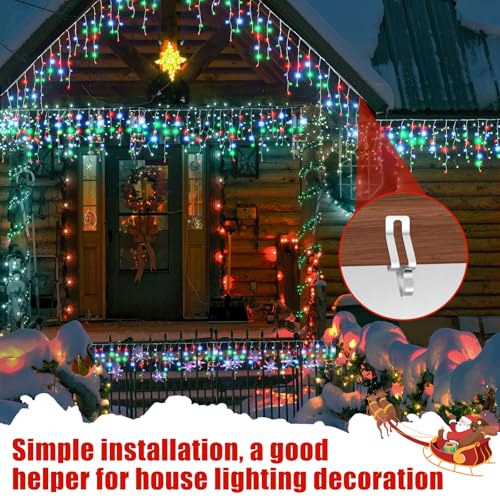 Outdoor Christmas Light Clips 60 Pack - Metal Gutter Hooks for Holiday Decor