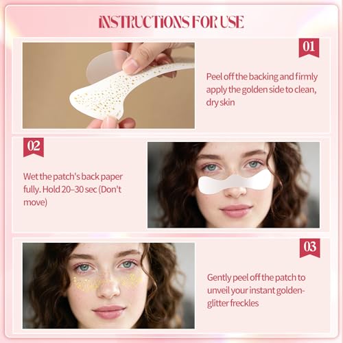 Gold Glitter Freckles Face Tattoo Set Waterproof & Skin-Friendly